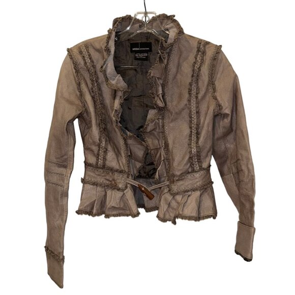 Moda International Ruffle Jacket Moda International | Jackets & Coats | Moda International Gray Feminine ...